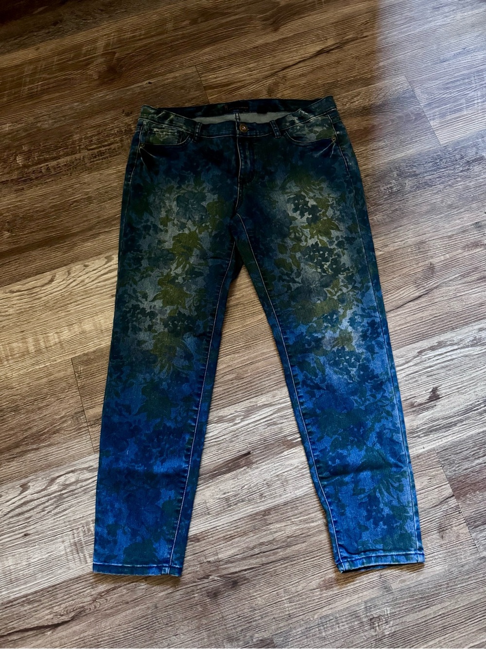 Jeans by Buffalo Floral-Print Blue Green Straight Leg Jeans